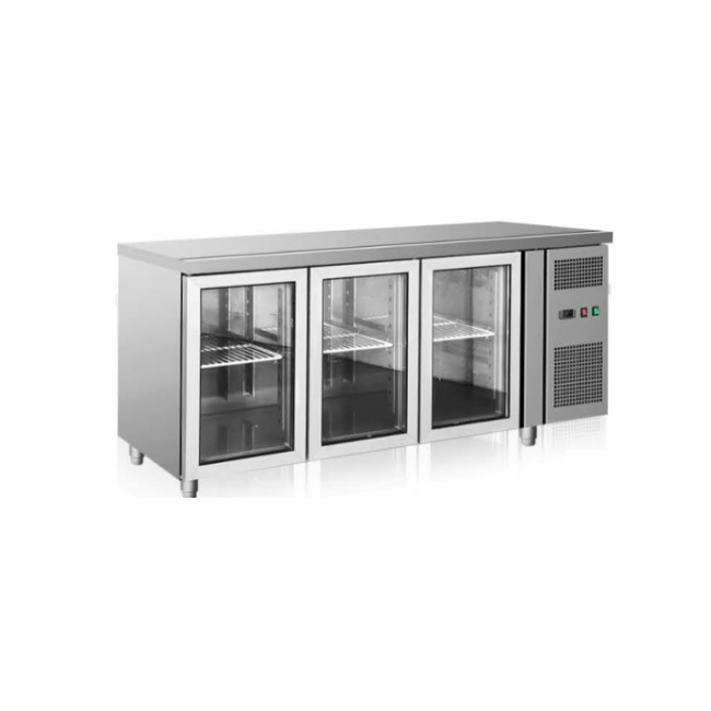 Restaurant kitchen stainless steel glass door fridge counter chiller glass door chiller