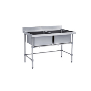 Industrial kitchen Commerical double sink stainless steel 201 304 working bench