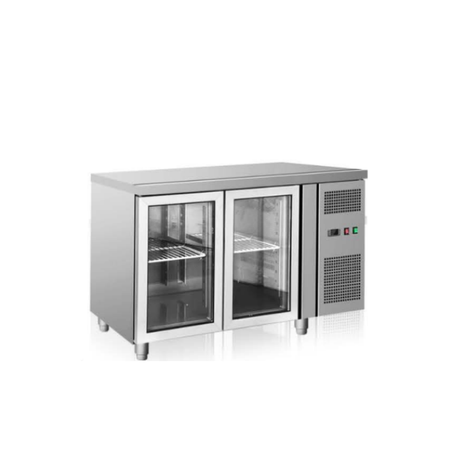 Restaurant kitchen stainless steel glass door fridge counter chiller glass door chiller