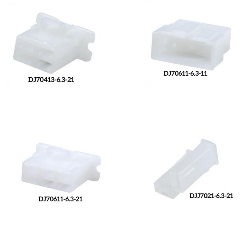 6.3 Series DJ7011  2P/3P/4P PBT PA66 Plastic Harness Connector