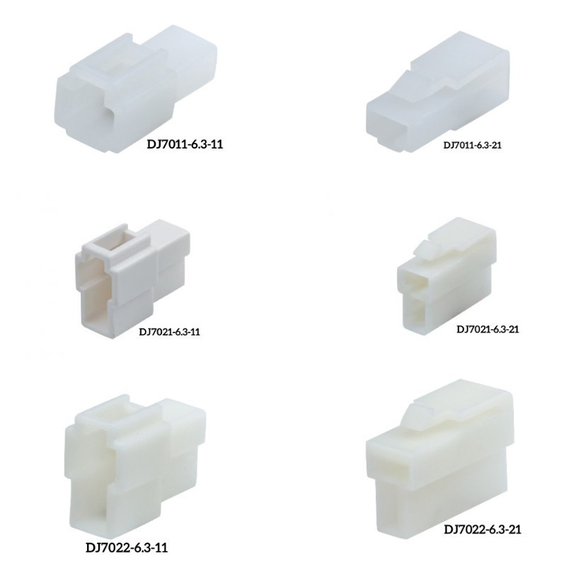 6.3 Series DJ7011  2P/3P/4P PBT PA66 Plastic Harness Connector