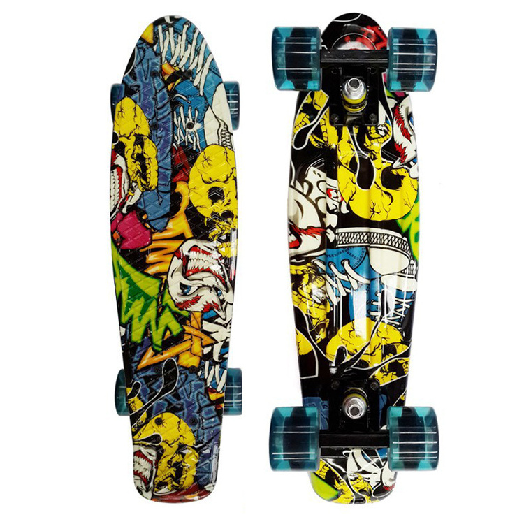 27*7.5inch Optional colors Graffiti Retro Skateboard Cruiser Longboard plastic skateboard