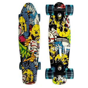 27*7.5inch Optional colors Graffiti Retro Skateboard Cruiser Longboard plastic skateboard