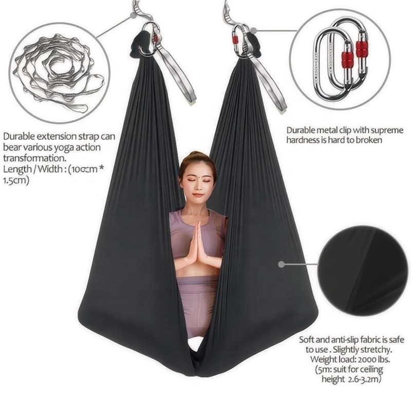 Fitness Exercise Anti Gravity Ultralight Nylon Parachute Flying Aerial Yoga Hammock Yoga Swing With Rigging Equipments