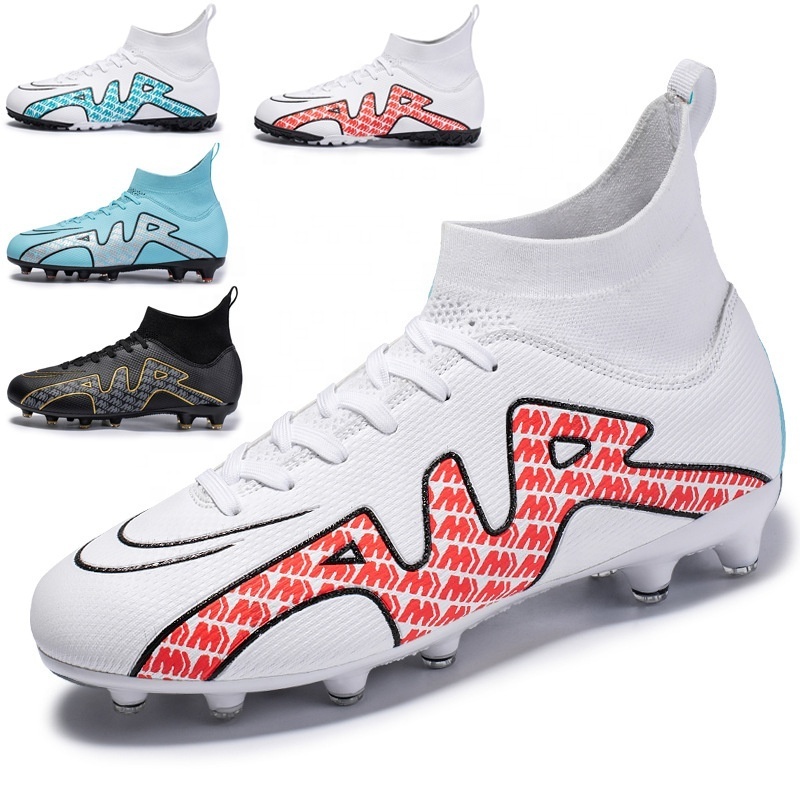 Professional High Top Soccer Shoes Long Spike AG/TF Non-Slip Football Boots High Quality Outdoor Training Ankle Cleats Shoes