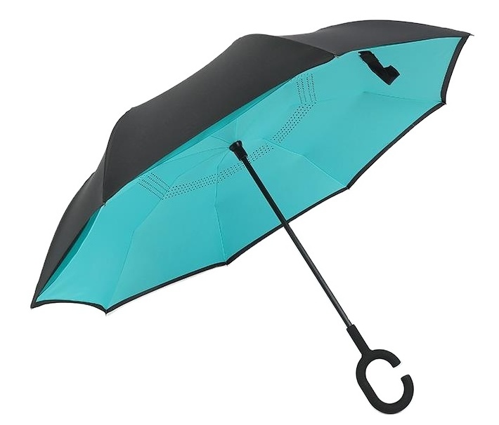 Custom Double Layer Inverted Auto Open Reverse Umbrella With C Handle