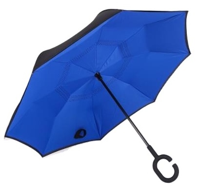 Custom Double Layer Inverted Auto Open Reverse Umbrella With C Handle