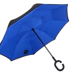 Custom Double Layer Inverted Auto Open Reverse Umbrella With C Handle