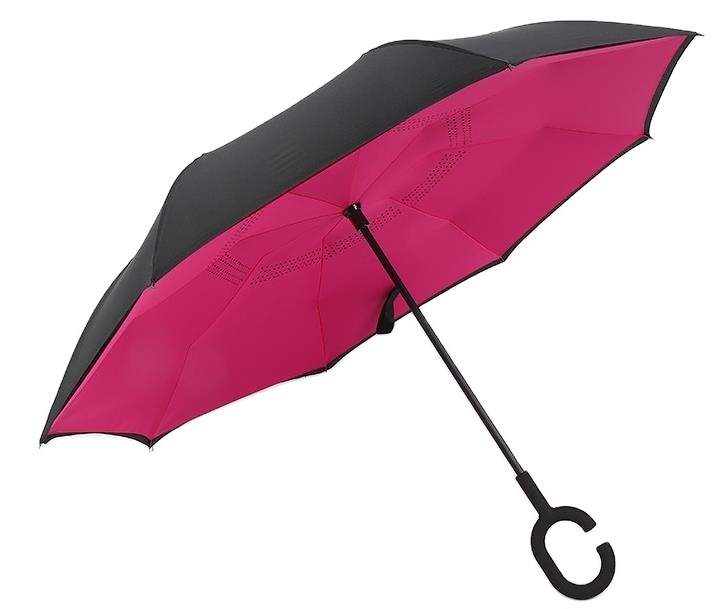 Custom Double Layer Inverted Auto Open Reverse Umbrella With C Handle