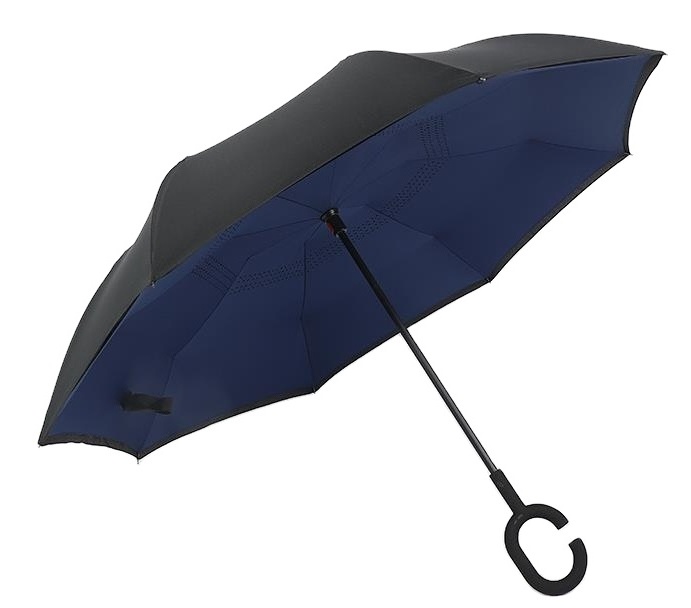 Custom Double Layer Inverted Auto Open Reverse Umbrella With C Handle