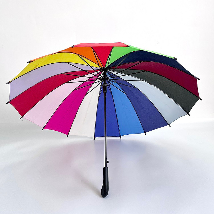 Wholesale Customized Logo Colorful Promotional Straight Golf Umbrella Child Rainbow Tie Dye Umbrella Kids 24K Rainbow Umbrella