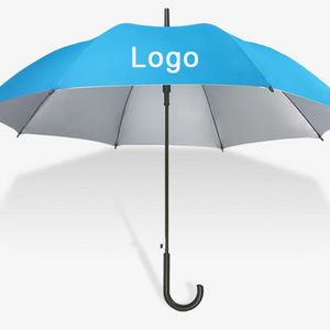 Semi-automatic Open Straight Umbrella With Logo 23" Pongee With Black Coating  Adults Umbrella Paraguas For Business Gifts