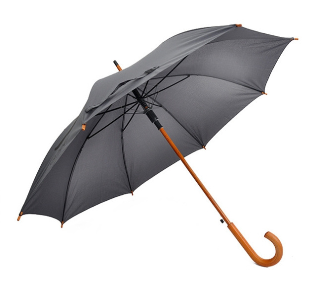 High Quality Classic Large Canopy Umbrella Wooden Handle Curved Wood Umbrella For Rain Days