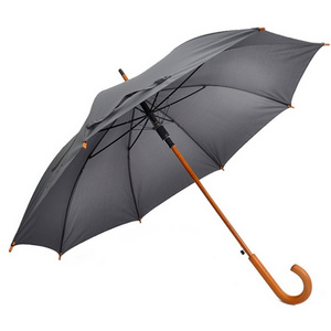 High Quality Classic Large Canopy Umbrella Wooden Handle Curved Wood Umbrella For Rain Days