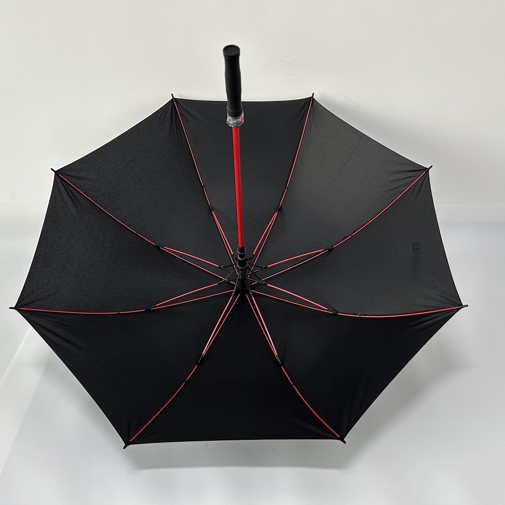 54/60 Inch Arc Auto Open Color Fiberglass Frame Wind Resistant Golf Umbrella With Red Color