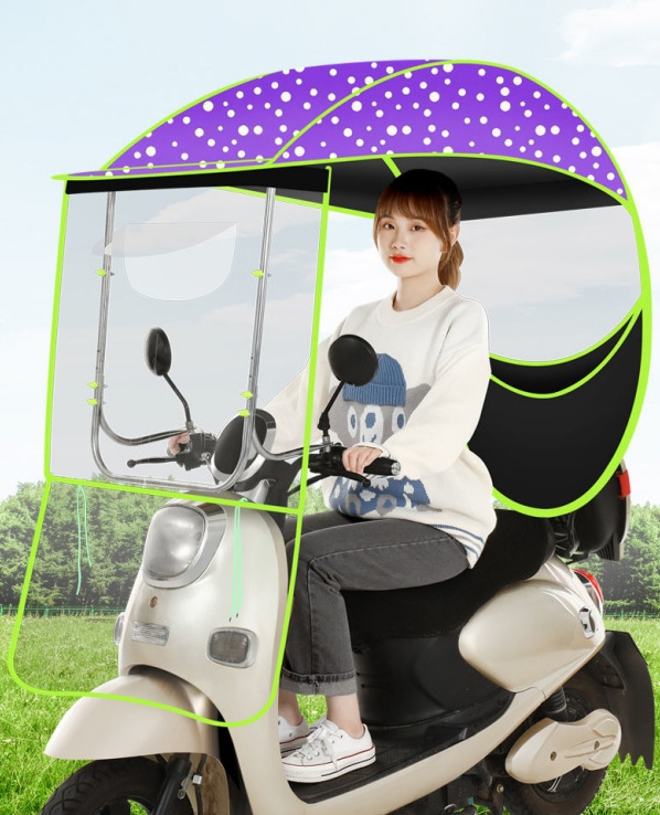 Hot Sale Full Cover Scooter Umbrella Covered Electric Bike Umbrella Waterproof Strong Motorcycle Umbrella For Rain