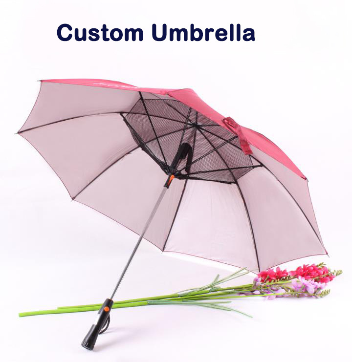 Luxury Business Gifts 27 Inch Umbrella With Built-In Fan And Water Spray Customized Fan Umbrella With Logo