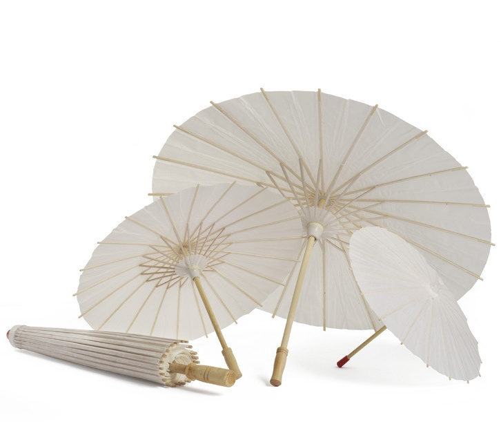 Custom Wooden Umbrella Mini  White Paper Umbrellas Parasol For Wedding