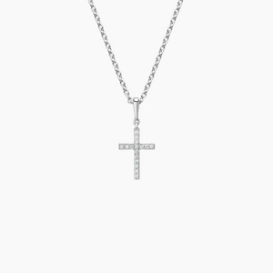 Real Pave Lab Grown Diamond White Gold Chain Necklace Cross Design Synthetic Lab Diamond Necklace Jewelry