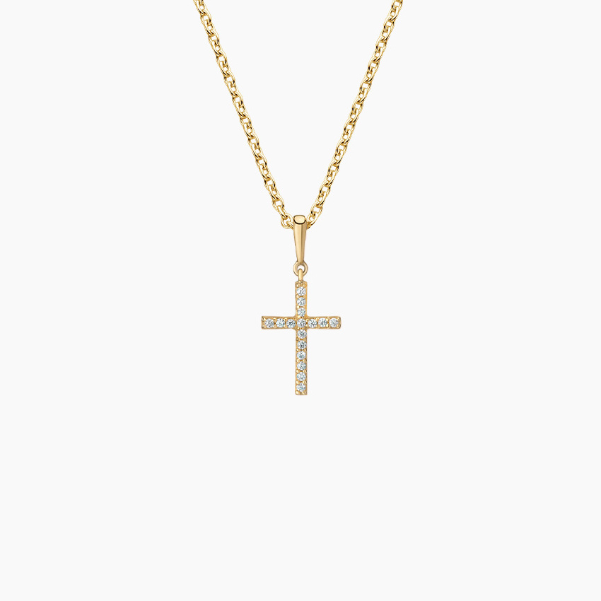 Real Pave Lab Grown Diamond White Gold Chain Necklace Cross Design Synthetic Lab Diamond Necklace Jewelry