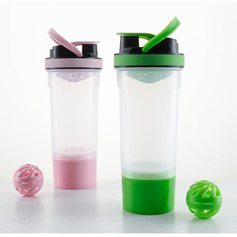 Eco Friendly Bpa Free Gym Protein Powder Shaker With Lifting Handle Plastic Mixing Ball Filter Sports Creative Shaker Bottle