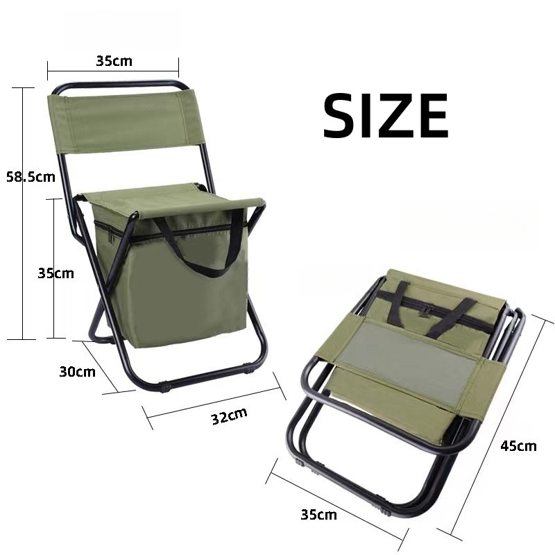 Amazon Hot Seller Outdoor Camping Leisure Folding Chair Backpack Chair with Backrest Cooler Bag Fishing Chair