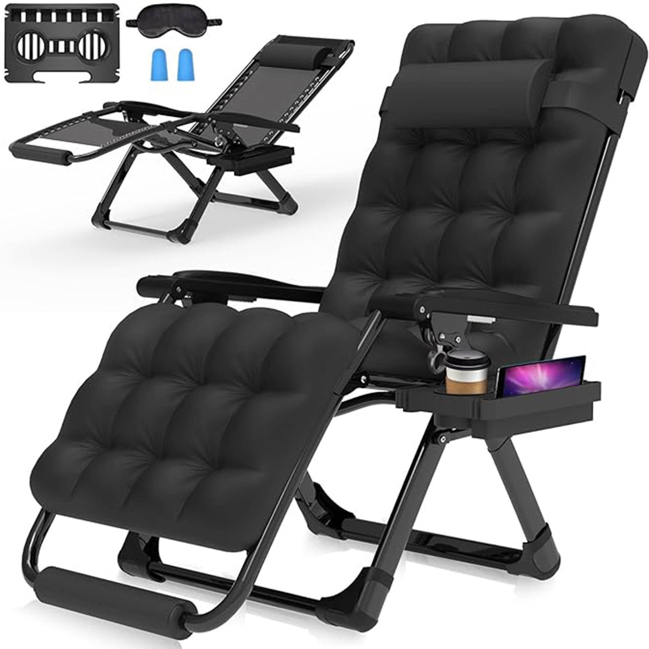 CHENPU Zero Gravity Lounge Chairs Recliner Outdoor Beach Patio Garden Folding Chair with head cushion