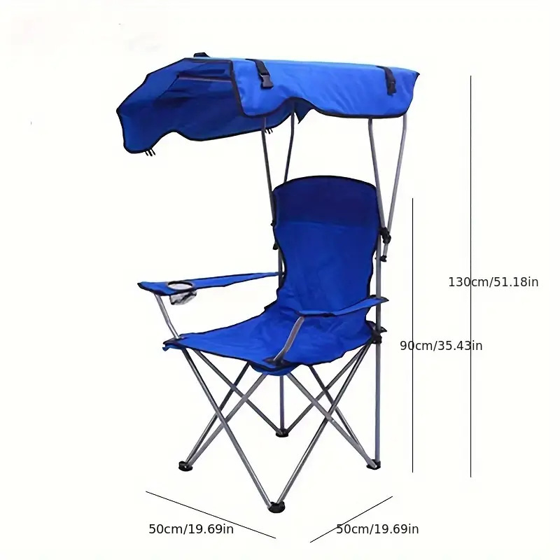 Factory Supply Outdoor Folding Chair, Portable Folding Beach Chair With Shade, Camping Stall Chair With Sun Umbrella