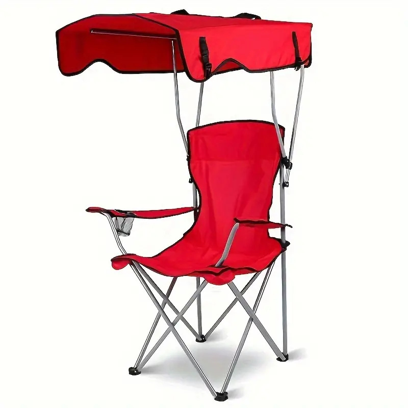 Factory Supply Outdoor Folding Chair, Portable Folding Beach Chair With Shade, Camping Stall Chair With Sun Umbrella