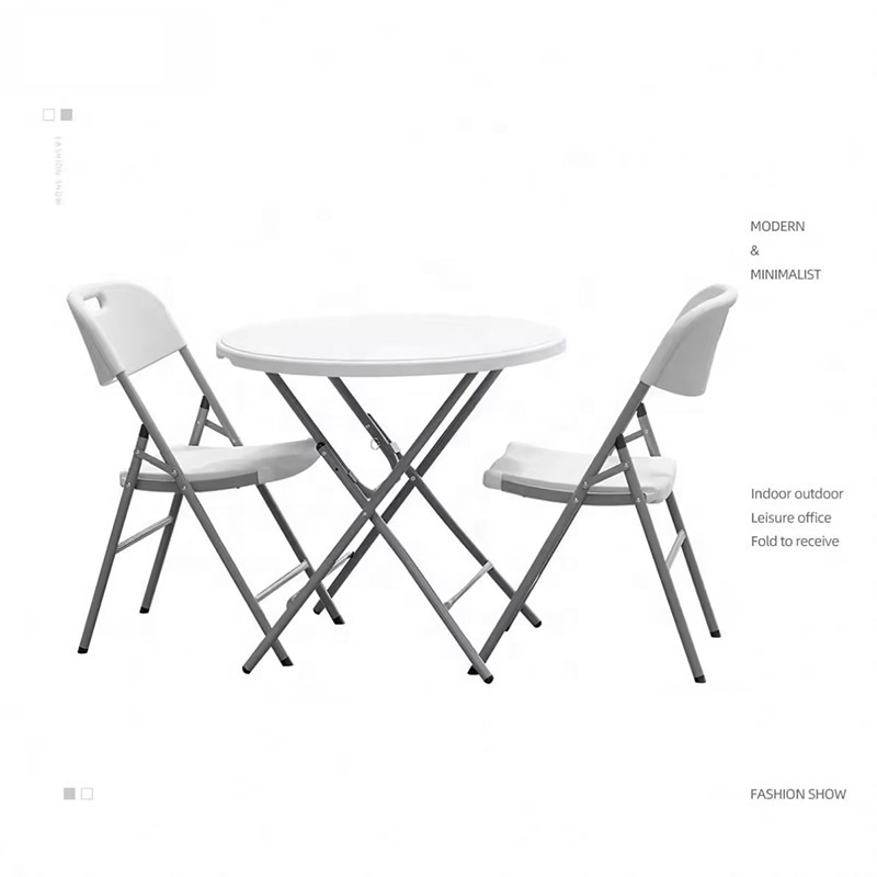 Wholesale Outdoor Portable Dining Tables White Plastic Bar Height Folding Table 80cm Round Shape Cocktail Table