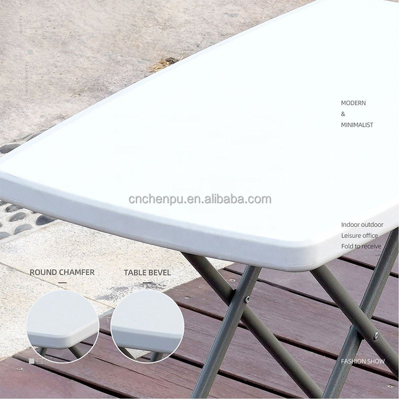 Indoor and Outdoor Furniture Folding Table White Height Adjustable 30 Inch TV Tray HDPE Plastic Laptop Table