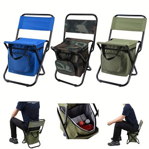 Amazon Hot Seller Outdoor Camping Leisure Folding Chair Backpack Chair with Backrest Cooler Bag Fishing Chair