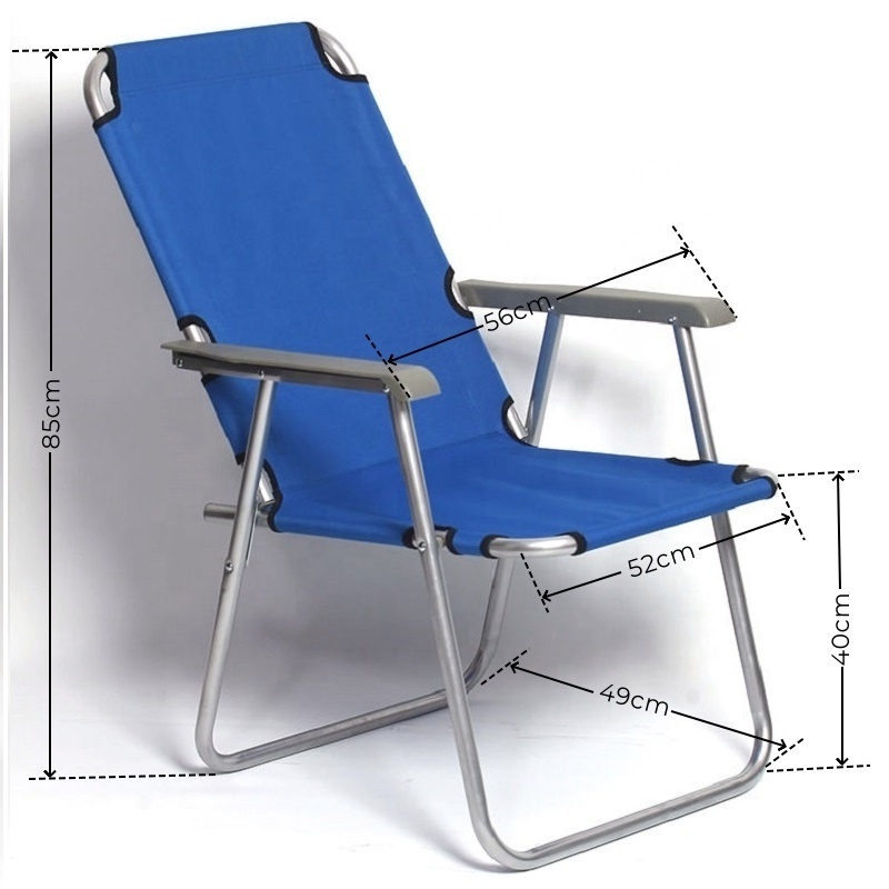 Modern Design Patio Dining Chair Outdoor Folding Sling Chairs with Metal Frame Portable Lounge Chair with Armrest