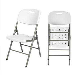 White Plastic Folding Chairs for Events Rental HDPE Weight Capacity Stackable Foldable Portable Meeting Party Heavy Duty