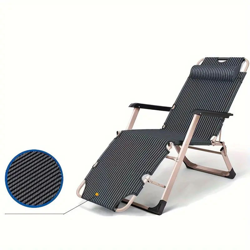 Foldable Reclining Chair Multi-purpose Home Lounger With Metal Frame For Outdoor Patio & Indoor Comfort