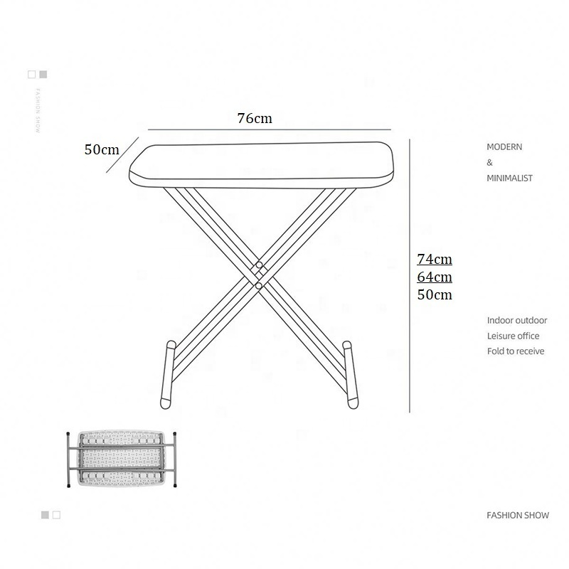 Indoor and Outdoor Furniture Folding Table White Height Adjustable 30 Inch TV Tray HDPE Plastic Laptop Table