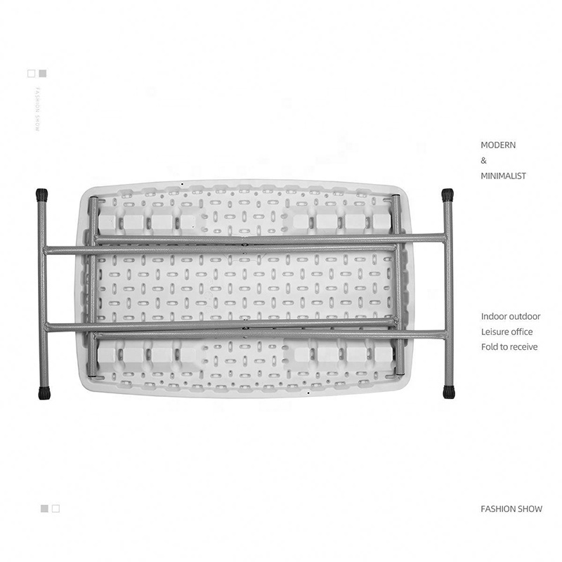 Indoor and Outdoor Furniture Folding Table White Height Adjustable 30 Inch TV Tray HDPE Plastic Laptop Table