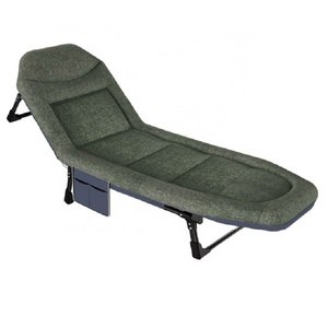 Outdoor Folding Chaise Lounge Chairs Camping Cot Bed Adjustable 5 Positions Adults Reclining Chair With Mattress