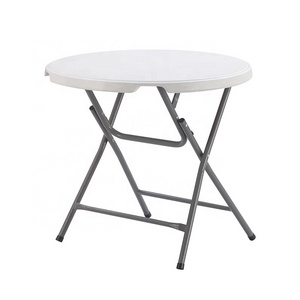 Wholesale Outdoor Portable Dining Tables White Plastic Bar Height Folding Table 80cm Round Shape Cocktail Table