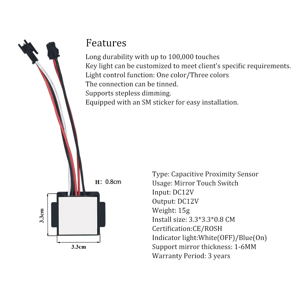 Home Hotel Bathroom One Color One Key Smart Touch Sensor on off Switch 12v