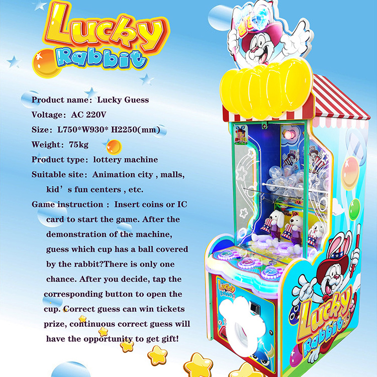 Newest Kids Coin Operated Cute Rabbit Vending Game Machine Lucky Le Guess Gift Lottery Rewards Lottery Draw Machine