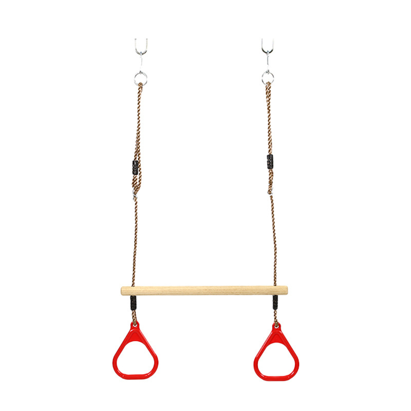 Adjustable Wooden Swing Children  Swing Rope Set Trapeze Bar Swing