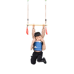 Adjustable Wooden Swing Children  Swing Rope Set Trapeze Bar Swing