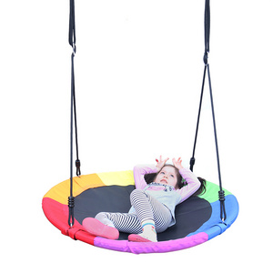 Round Nest Tree Swing 40 Inch Saucer Tree Swing Large Rope Platform for Hanging Outdoor