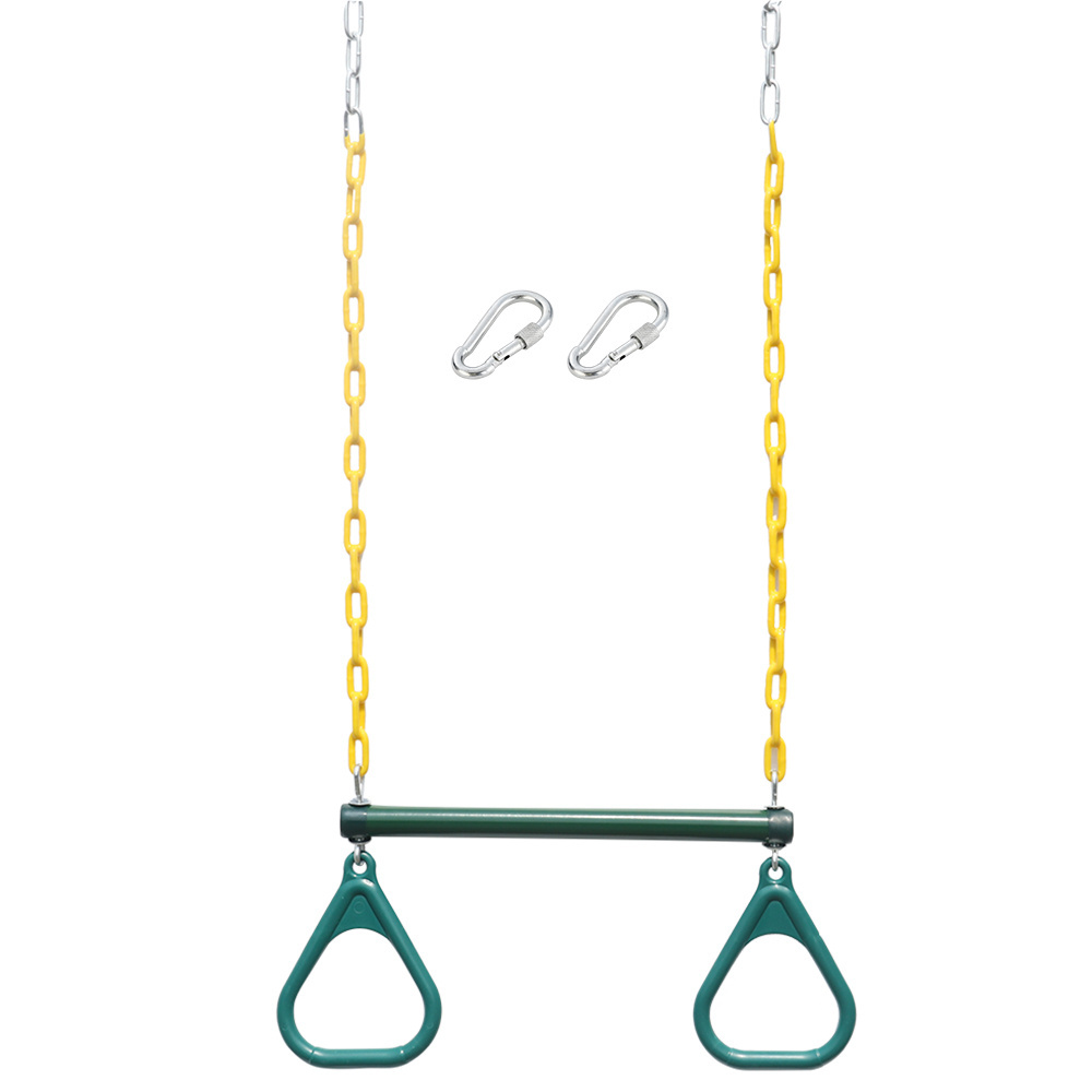 Garden Gym Ring Trapeze Bar Swing with Rings and PVC Coated Chains Children Swing