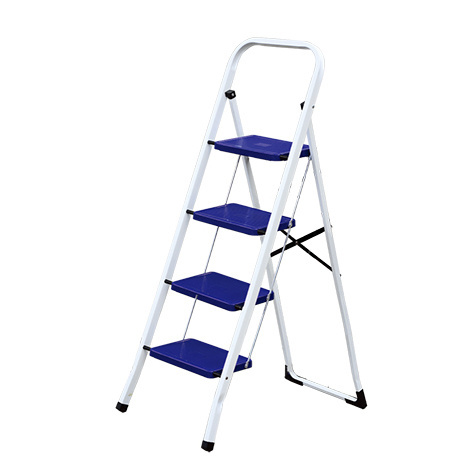 EN14183  safety steel folding wide step ladder with slip resistant steps and feet