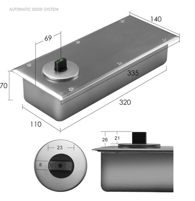 CSSDO-D1 Underground Automatic Swing Door Opener Max Door Weight 180kg For Office Indoor Use