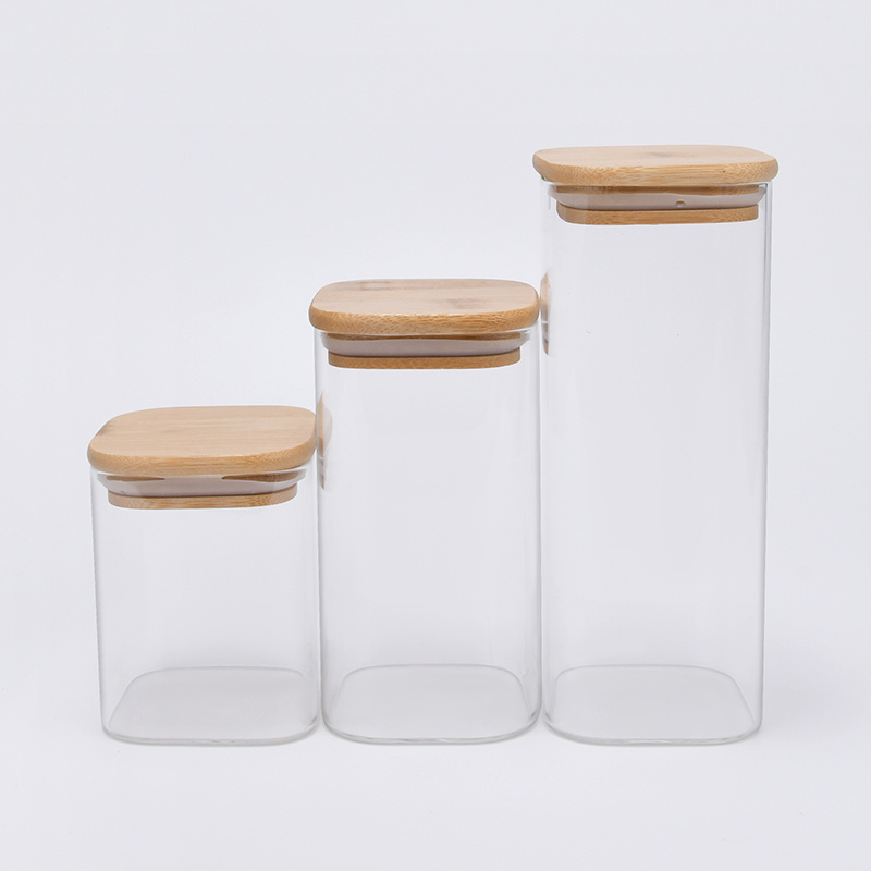 250ml Eco-friendly borosilicate cookie candy honey food glass storage jar With Bamboo Wooden Lid