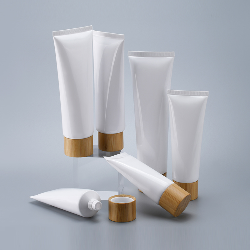 Squeeze Soft Plastic Cosmetic Cream Tubes Packaging 30g 50g 100g 120g 150g  with bamboo lid