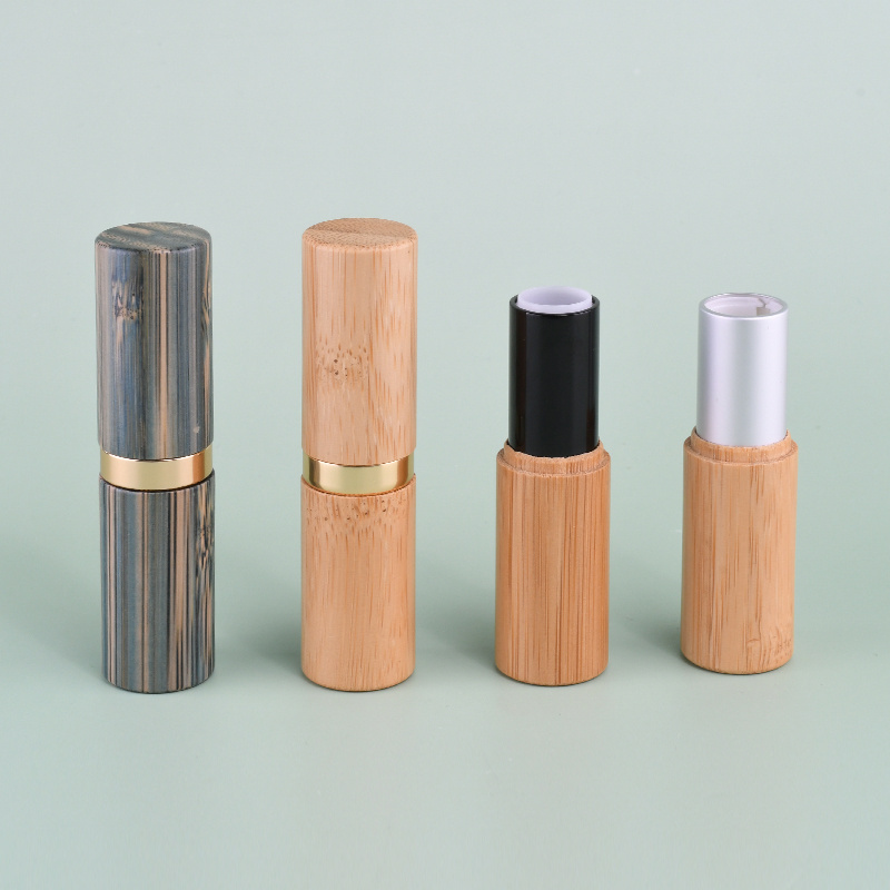 Biodegradable recyclable 5g custom empty cosmetic packaging eco friendly bamboo lipstick chapstick container lip balm tube